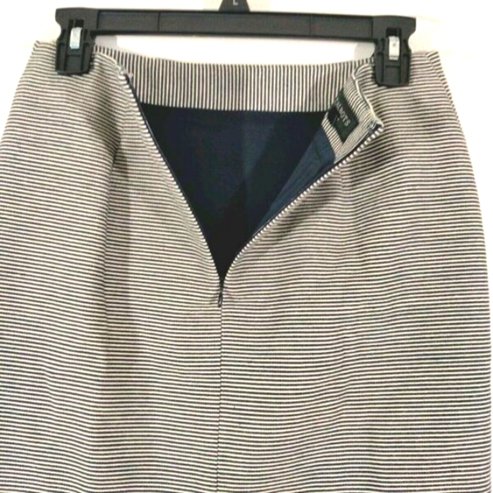 Talbots Black Label Size 2 P Petite Pencil Skirt Blue White Striped Fully Lined - Picture 3 of 6